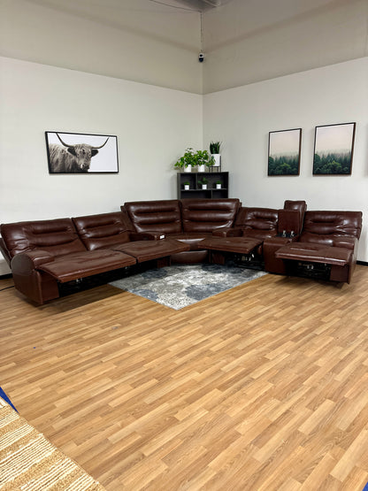 Leather Preston 3pc Recliner in Amando Chocolate