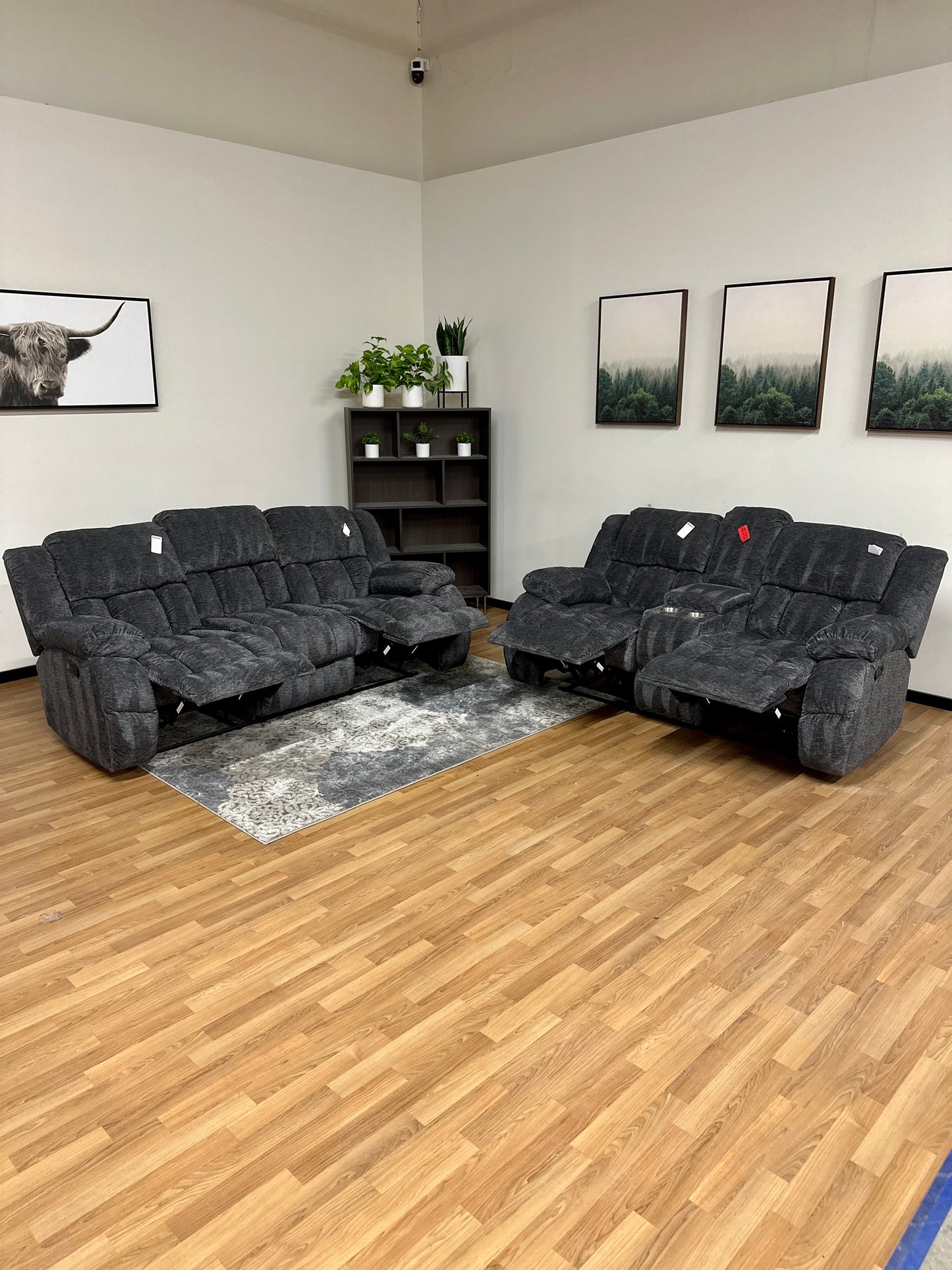 2pc Sofa Recliner Set in Gray