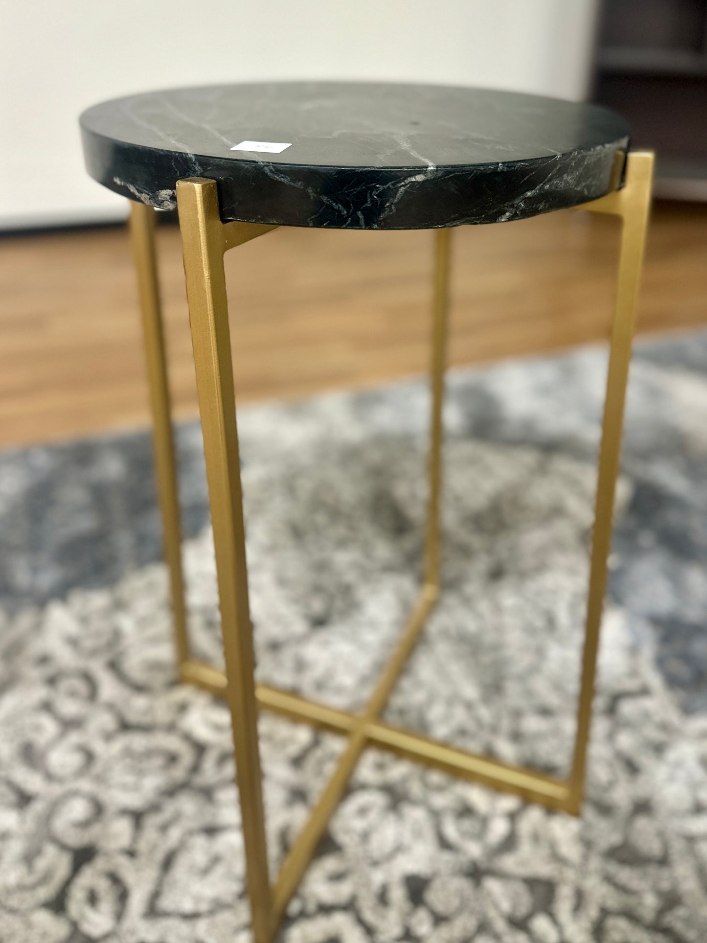 Marble Accent Table in Black & Gold