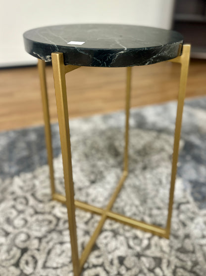 Marble Accent Table in Black & Gold
