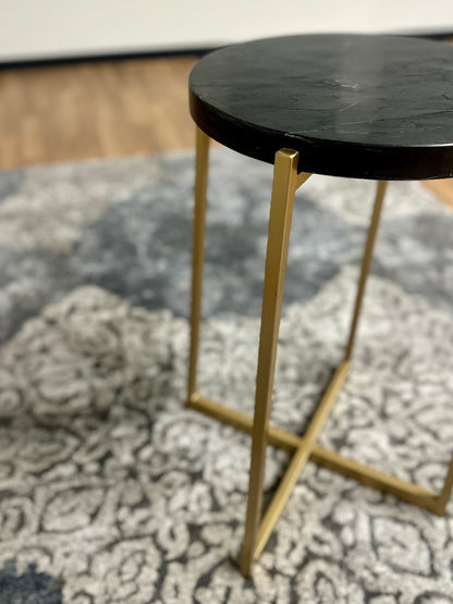 Marble Accent Table in Black & Gold