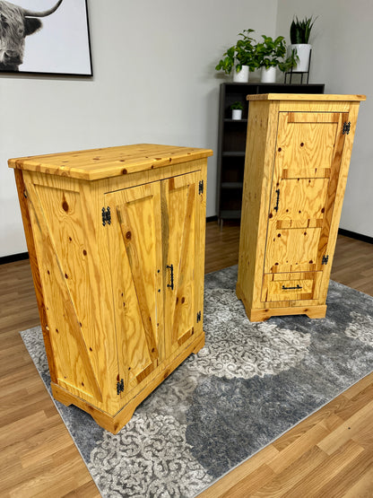 Wood Storage Cabinet Set