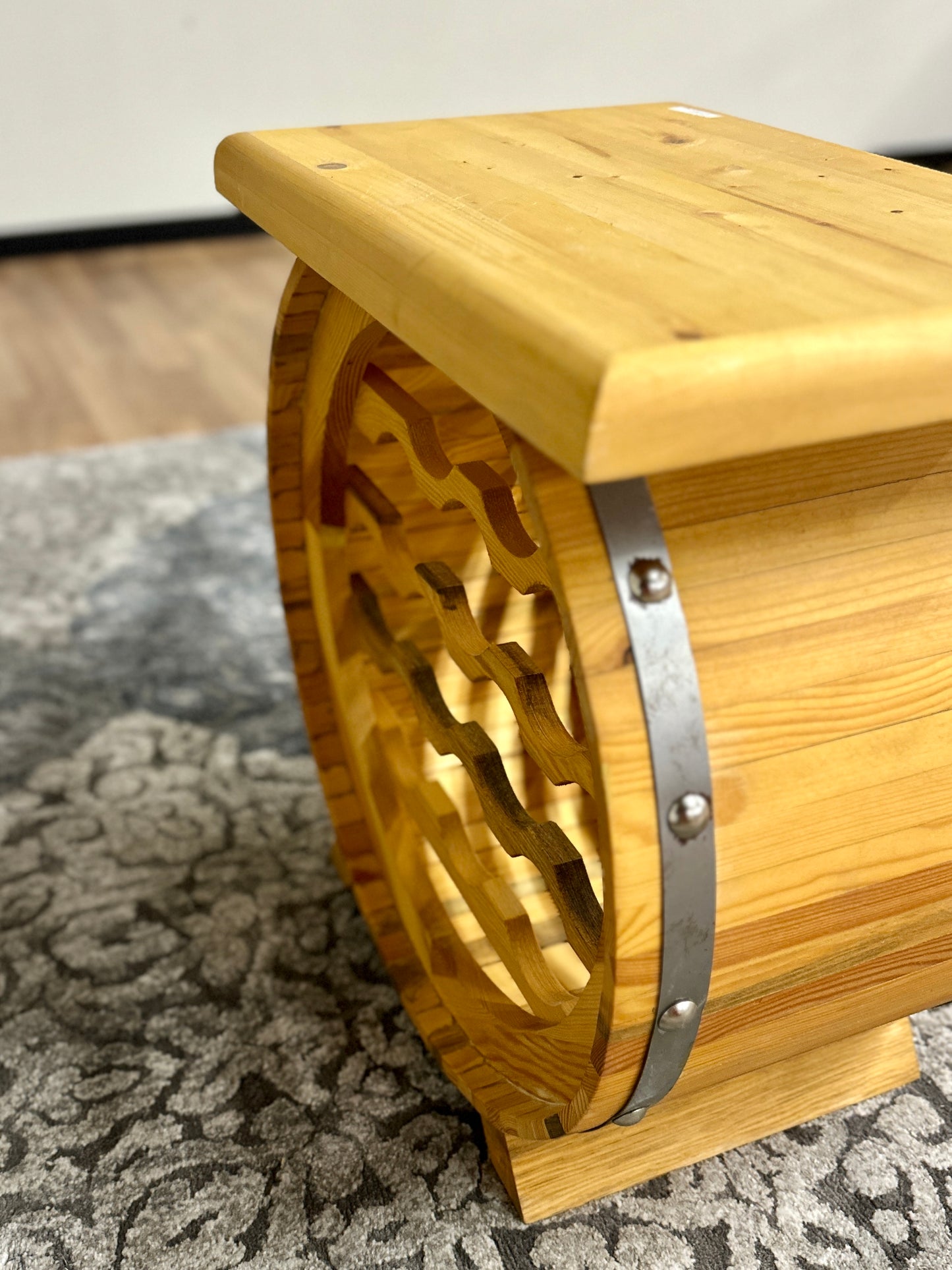 Wood Barrel Wine Rack