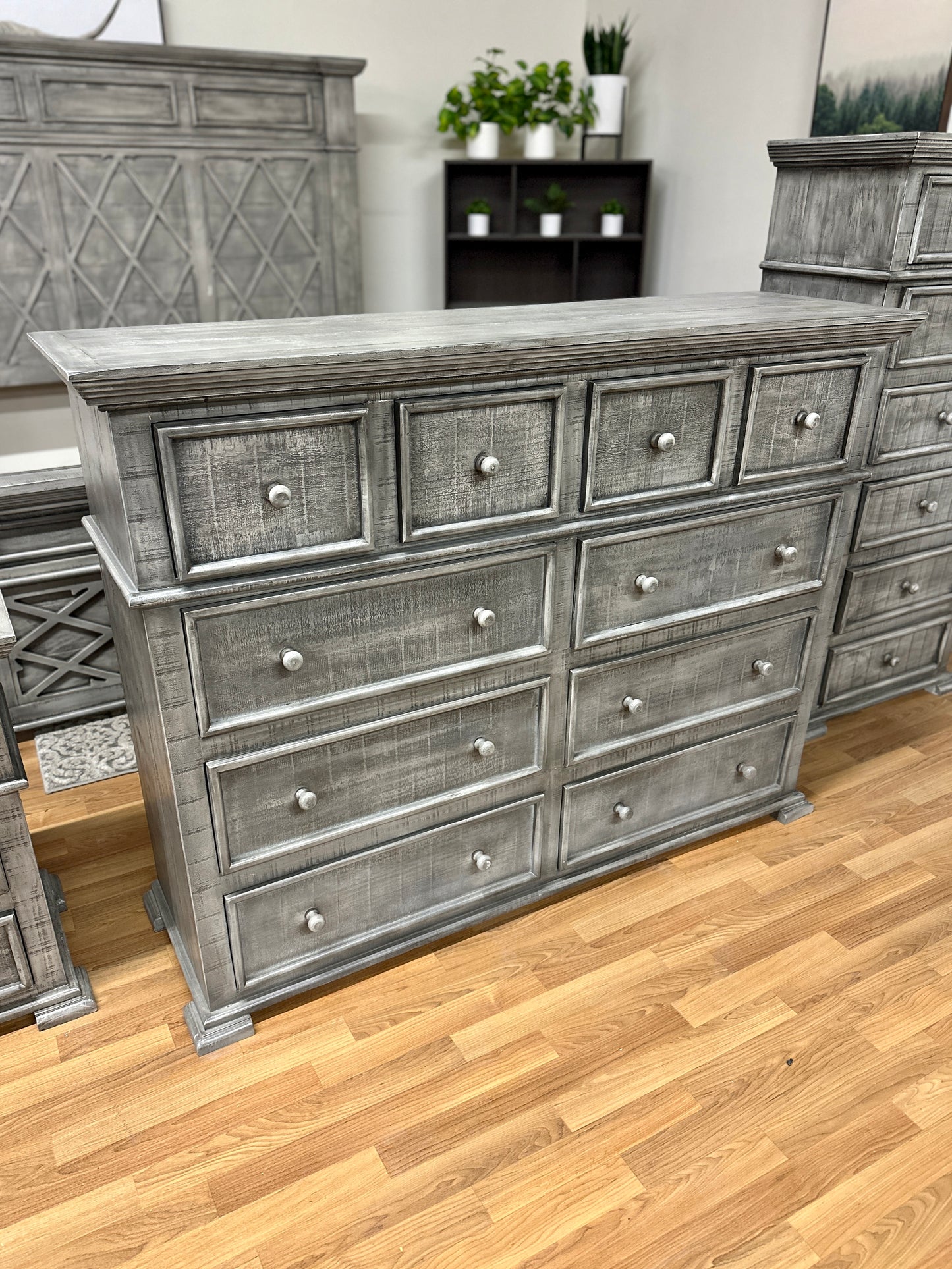 4pc Texas Rustic Solid Pine Wood King Bedroom Set