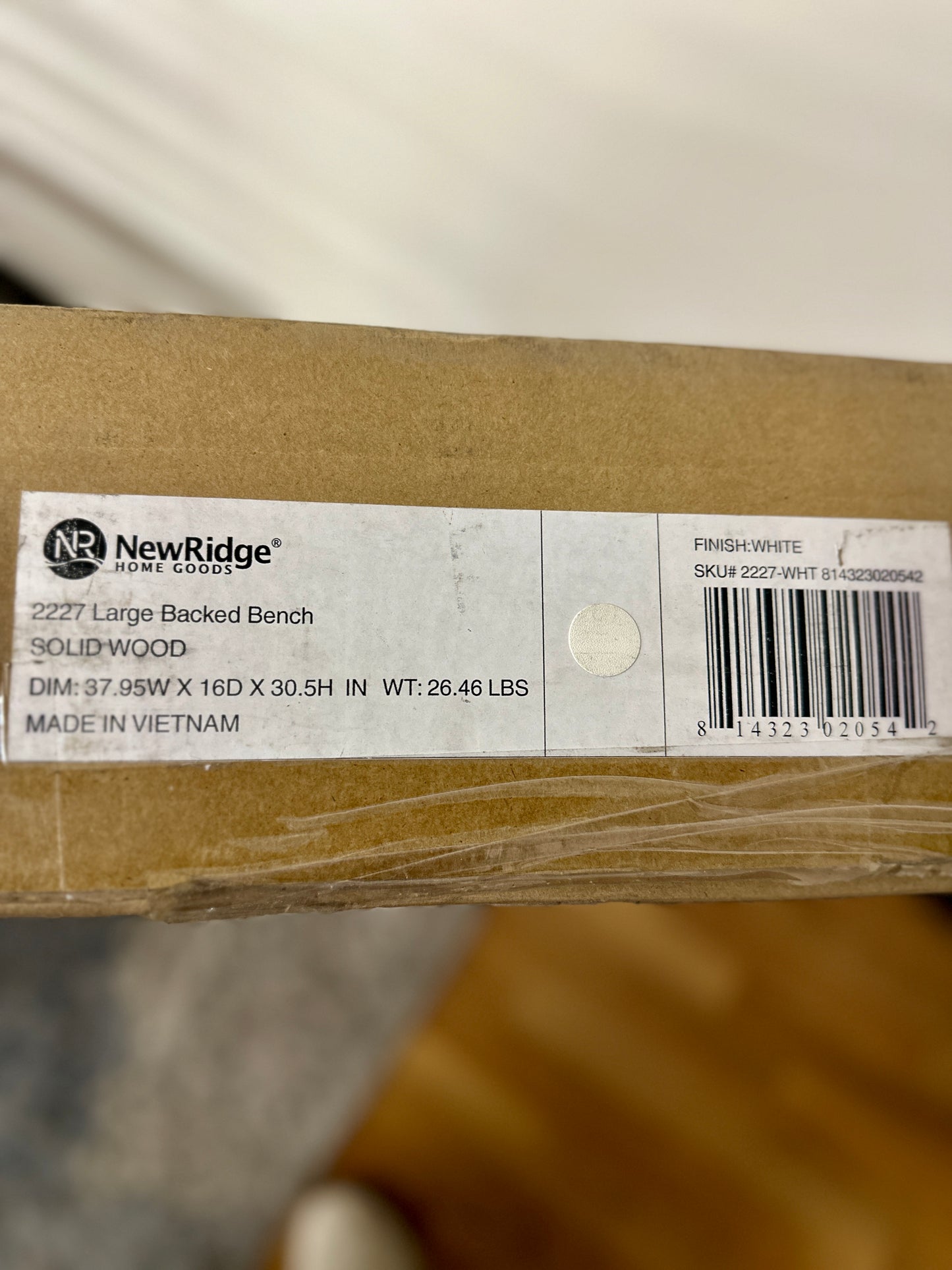 New Ridge Bench with Back in White