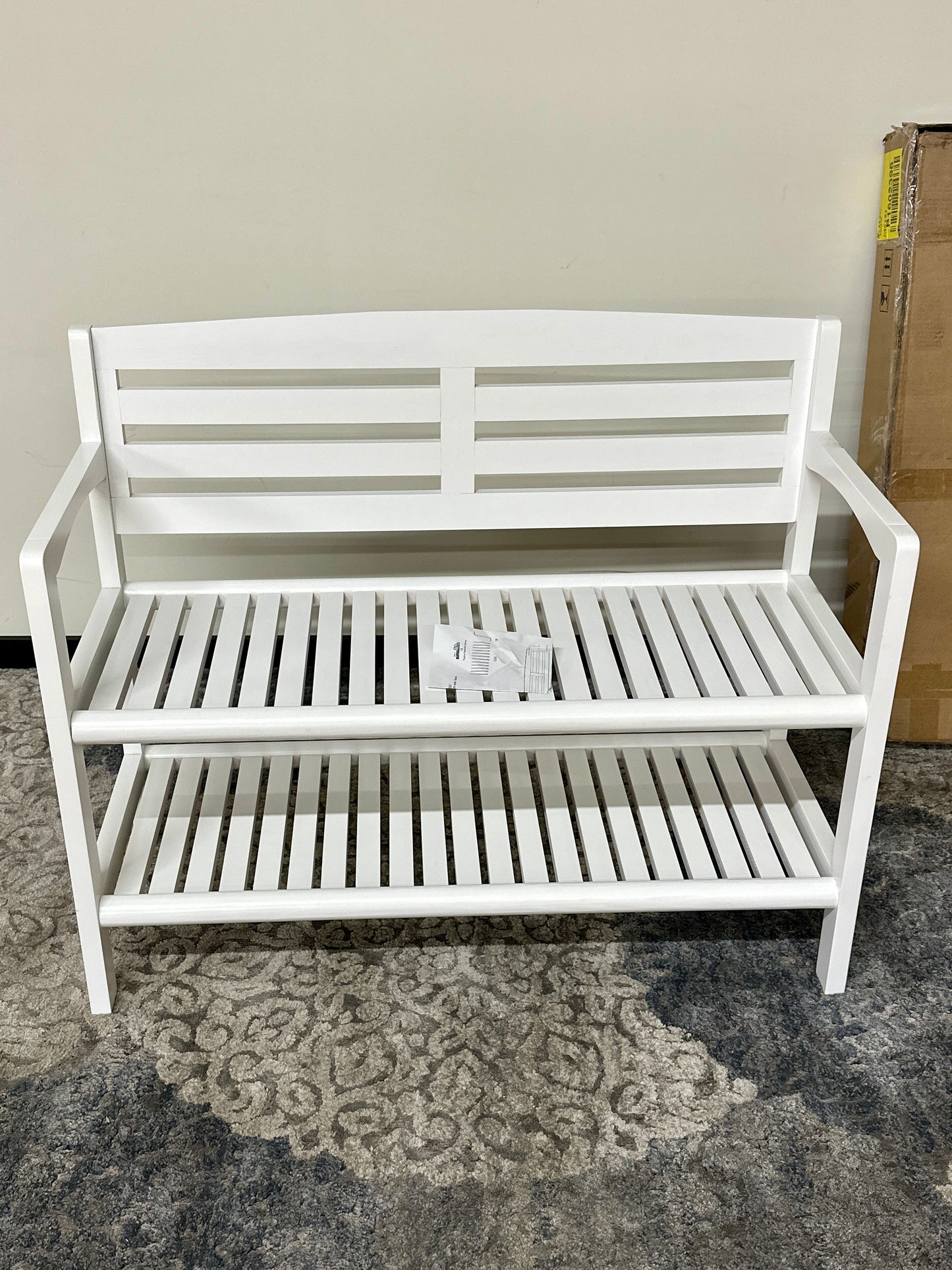 New Ridge Bench with Back in White