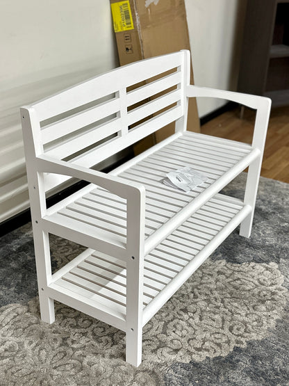New Ridge Bench with Back in White