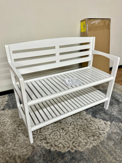 New Ridge Bench with Back in White