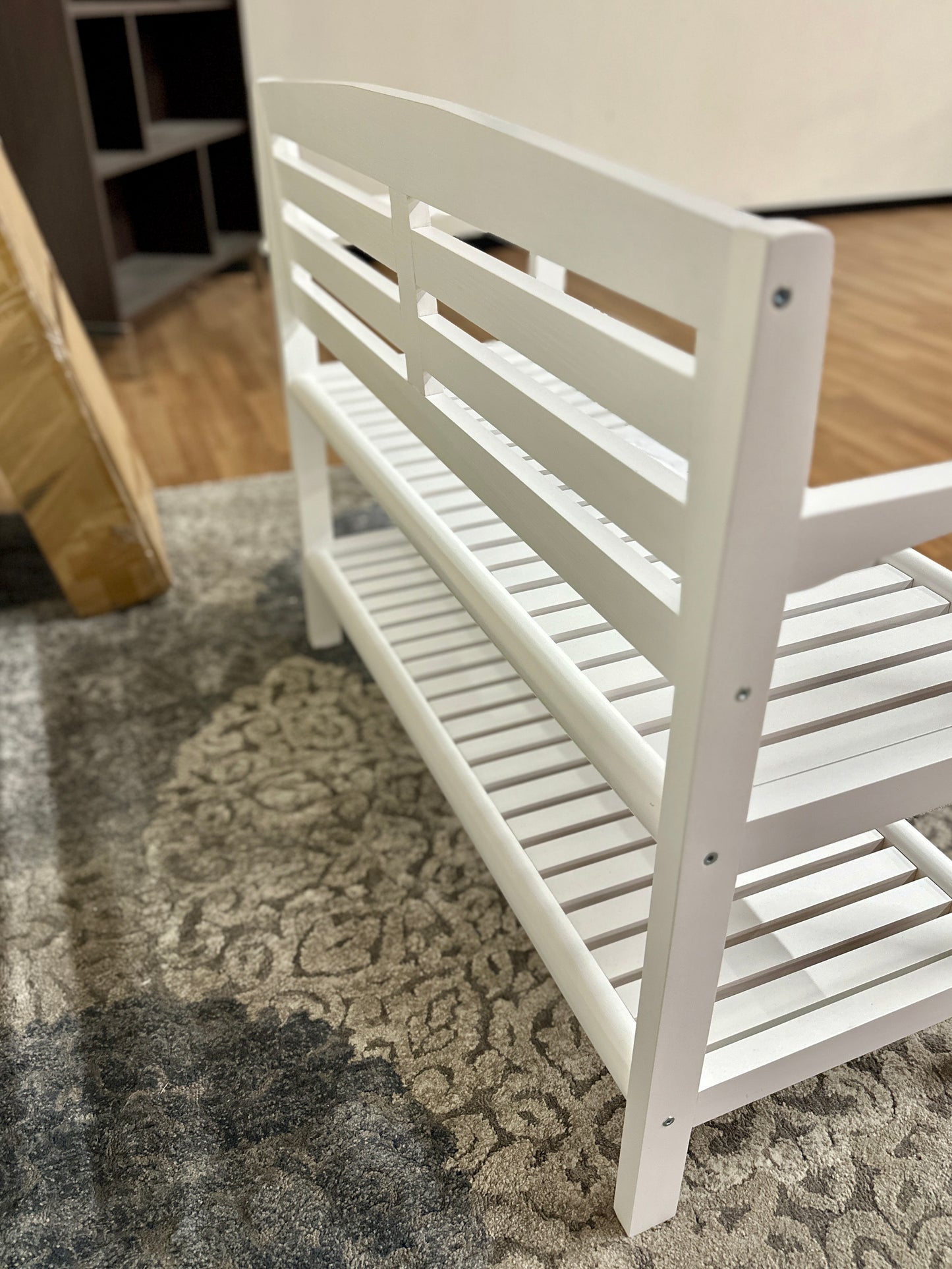 New Ridge Bench with Back in White