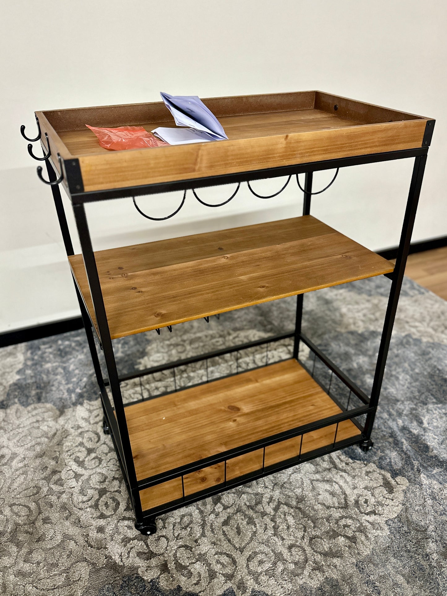 Baxton Studio Cerne Oak Bar Cart