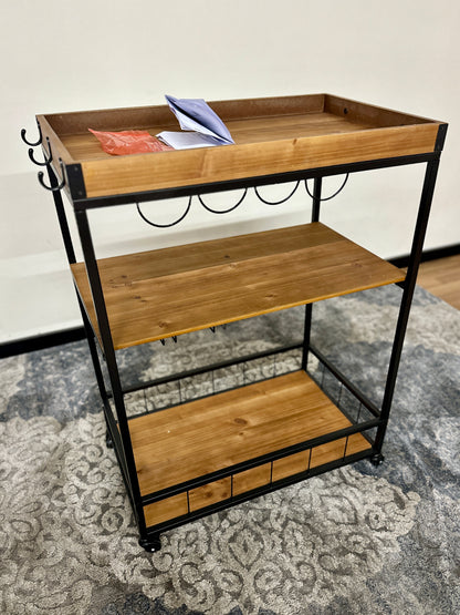 Baxton Studio Cerne Oak Bar Cart