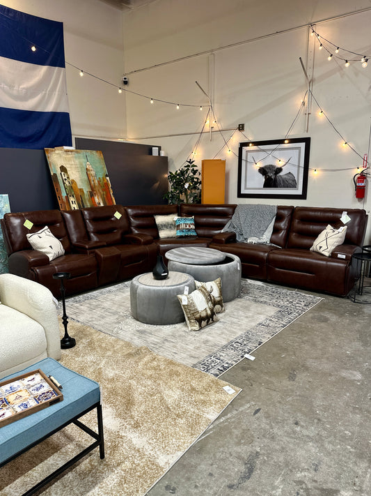 Leather Preston 3pc Recliner in Amando Chocolate