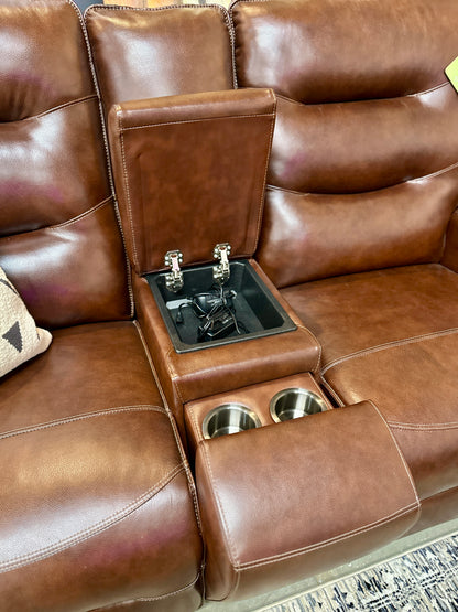 Leather Preston 3pc Recliner in Amando Chocolate