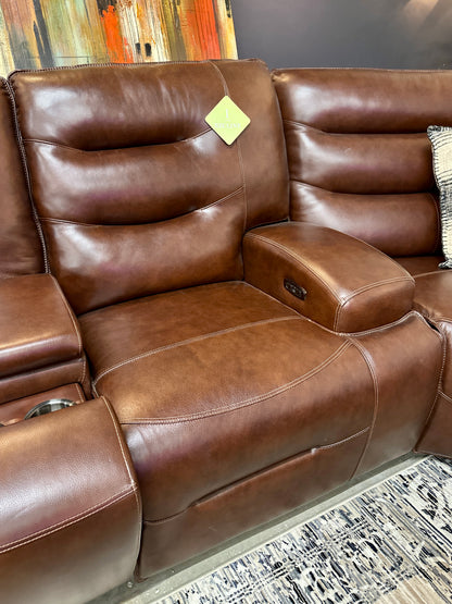 Leather Preston 3pc Recliner in Amando Chocolate