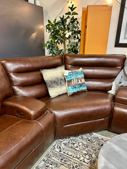 Leather Preston 3pc Recliner in Amando Chocolate