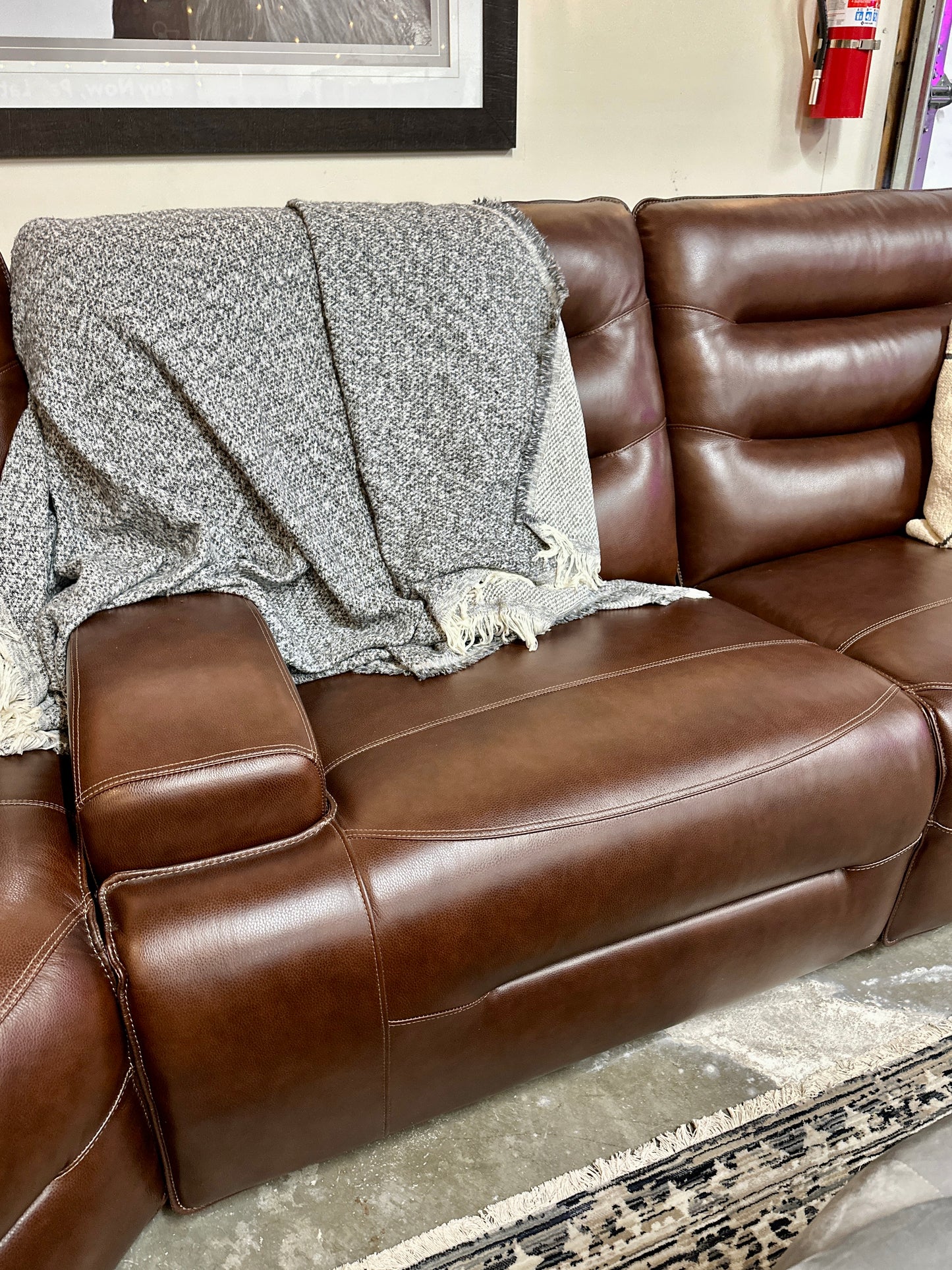 Leather Preston 3pc Recliner in Amando Chocolate