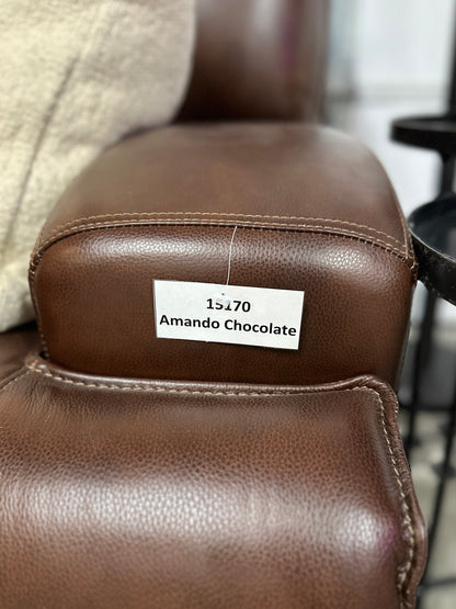 Leather Preston 3pc Recliner in Amando Chocolate