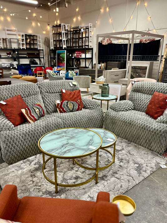 Fluffy 2pc Recliner Set in Fluffy Silver