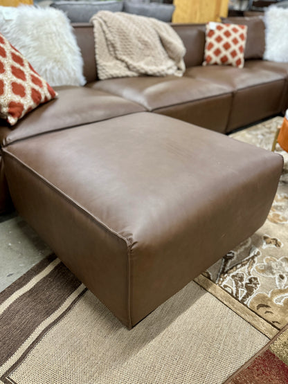 Leather 6pc Modular Sectional in Sepia Brown