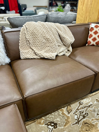 Leather 6pc Modular Sectional in Sepia Brown