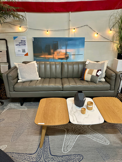 Leather Moroni Sofa & Chair Set in Dove Grey