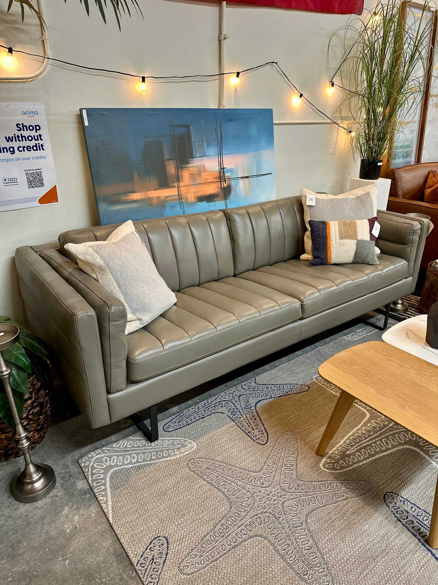 Leather Moroni Sofa & Chair Set in Dove Grey