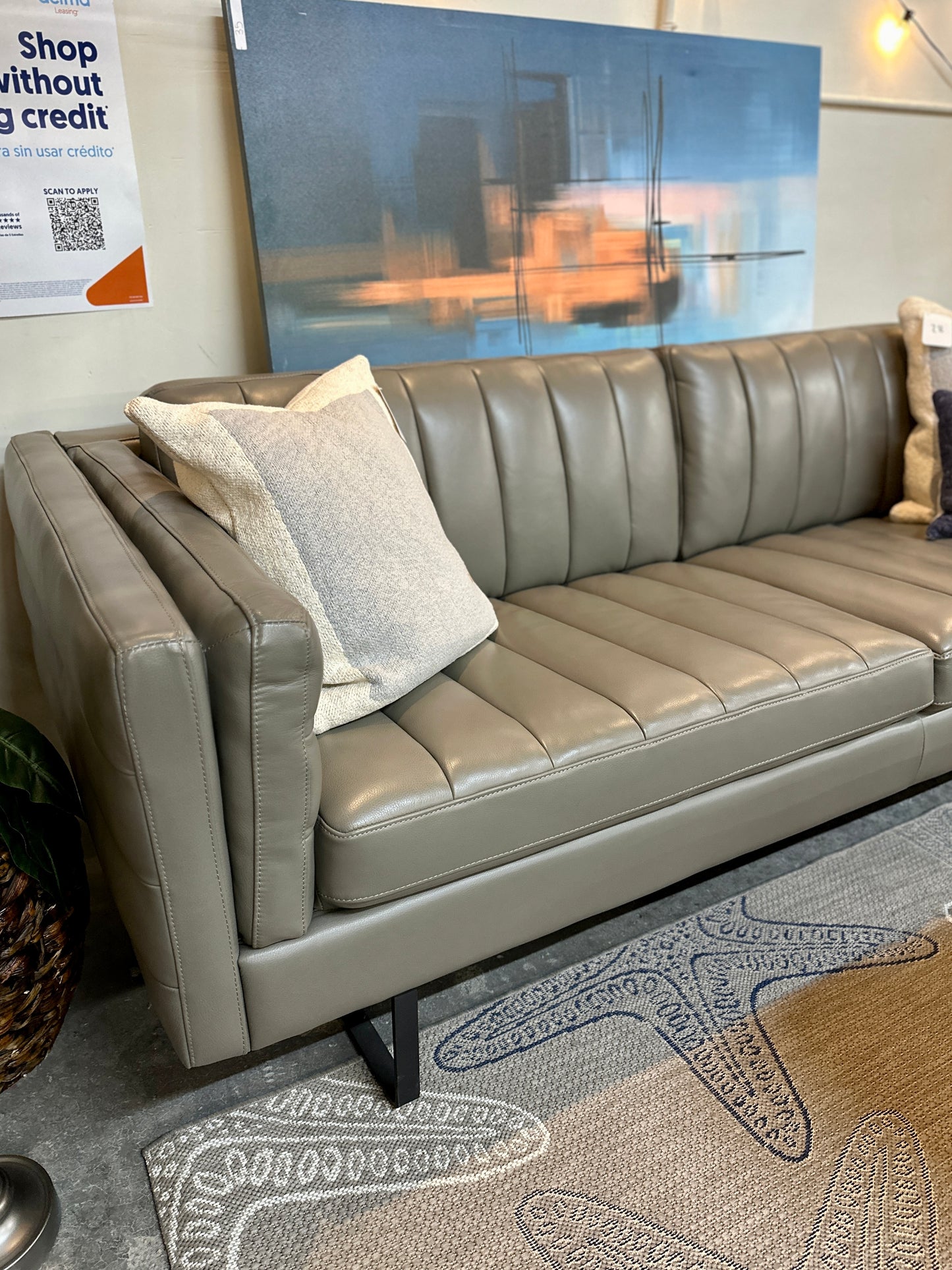 Leather Moroni Sofa & Chair Set in Dove Grey