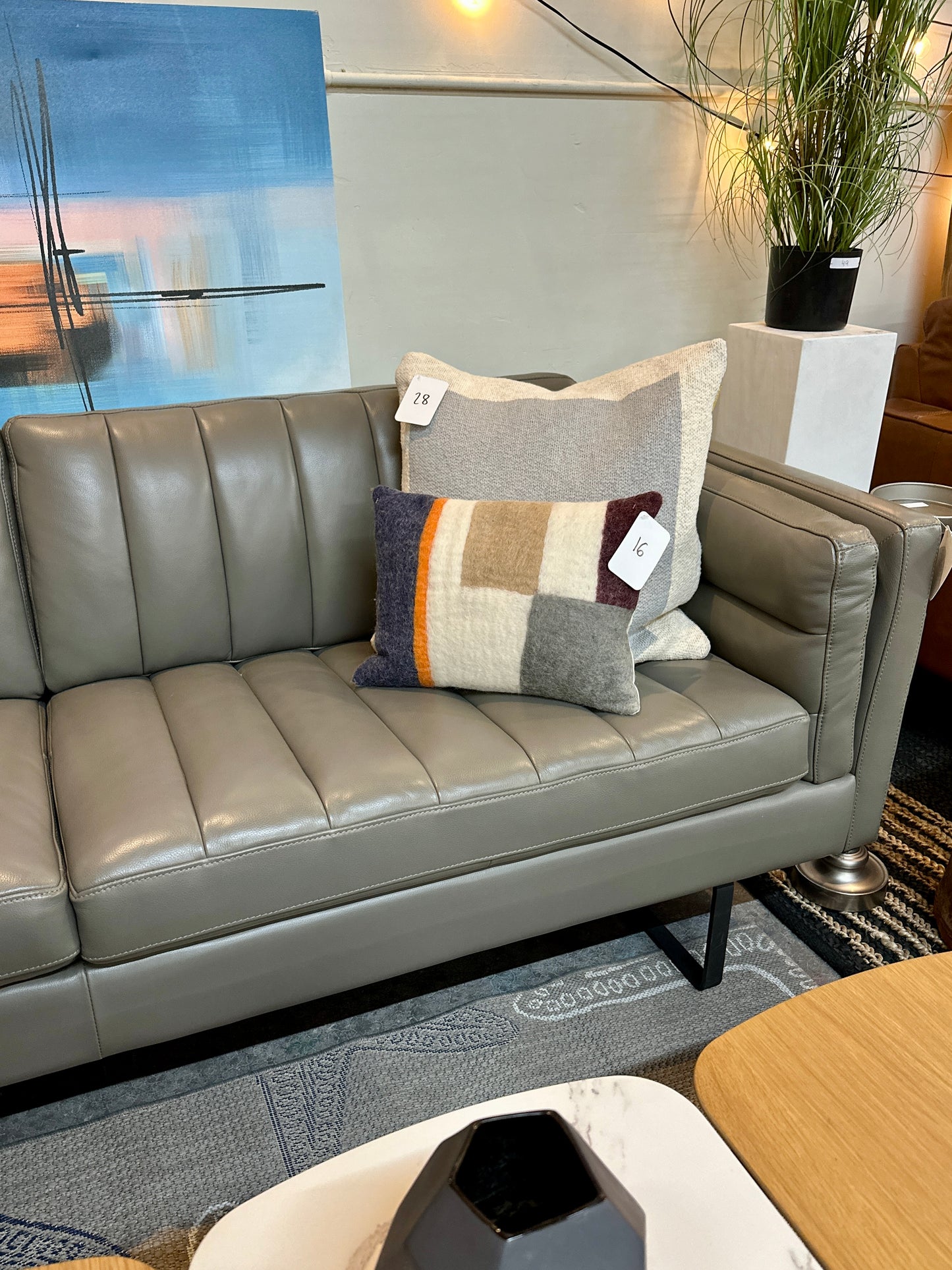 Leather Moroni Sofa & Chair Set in Dove Grey