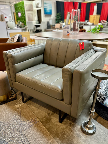 Leather Moroni Sofa & Chair Set in Dove Grey