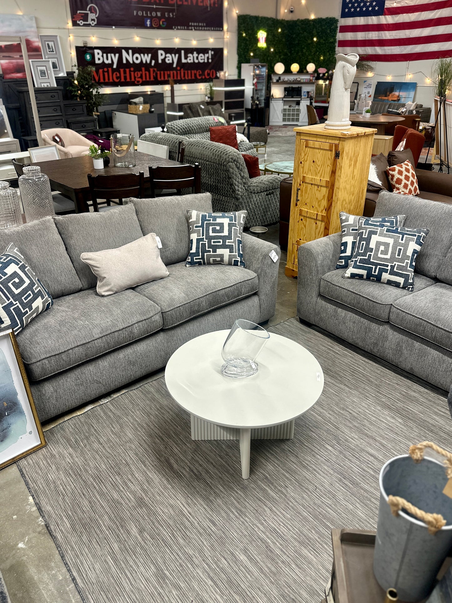 Flair Sofa & Loveseat Set in Harbor Grey