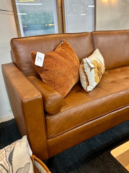 Mempra Genuine Leather Sofa in Rust Orange