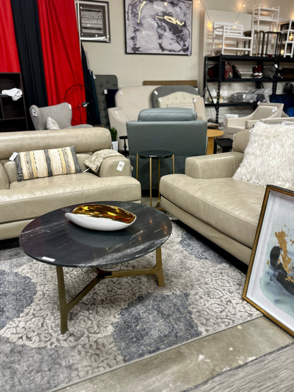 Leather Loveseats in Beige