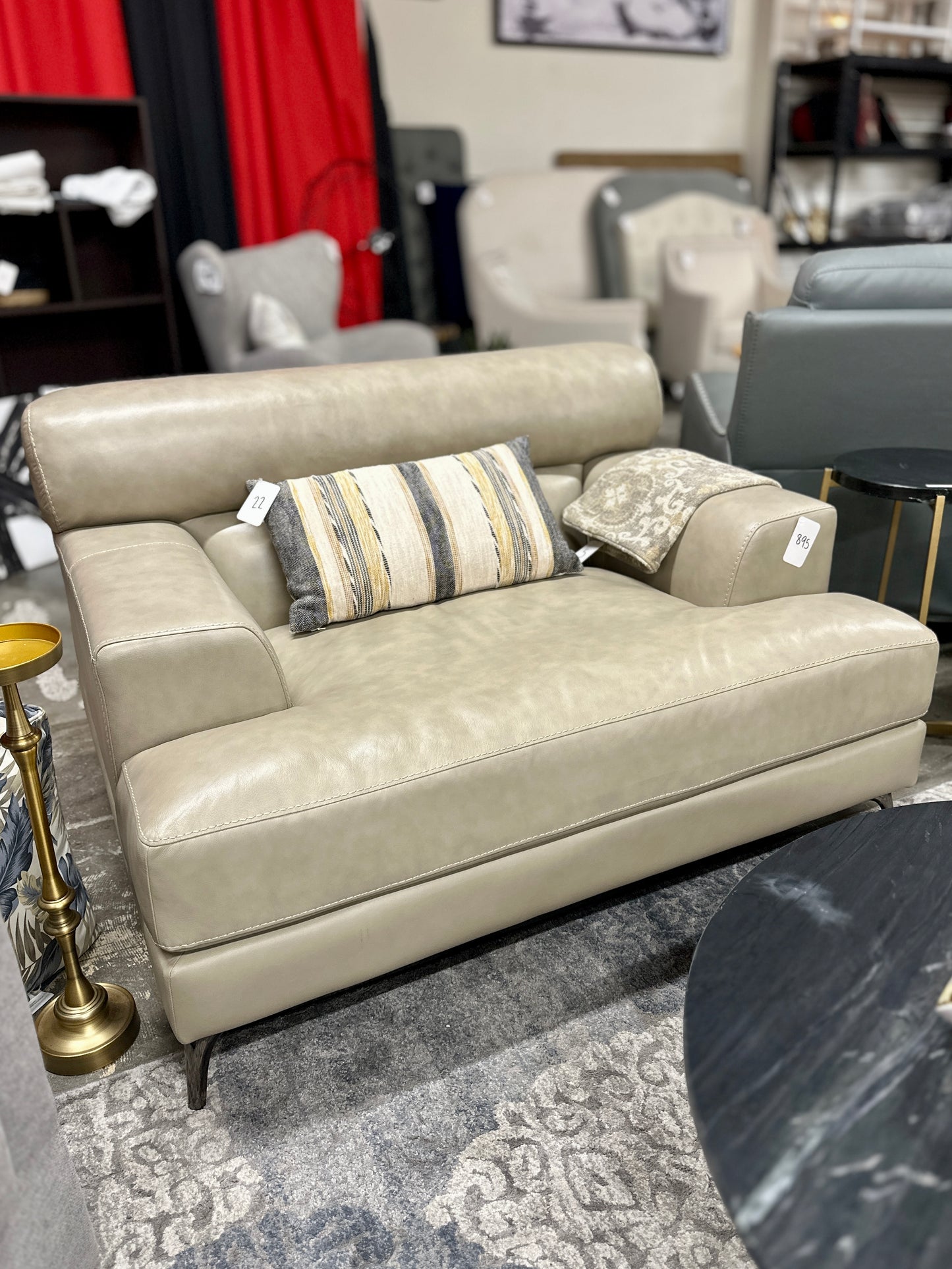 Leather Loveseats in Beige