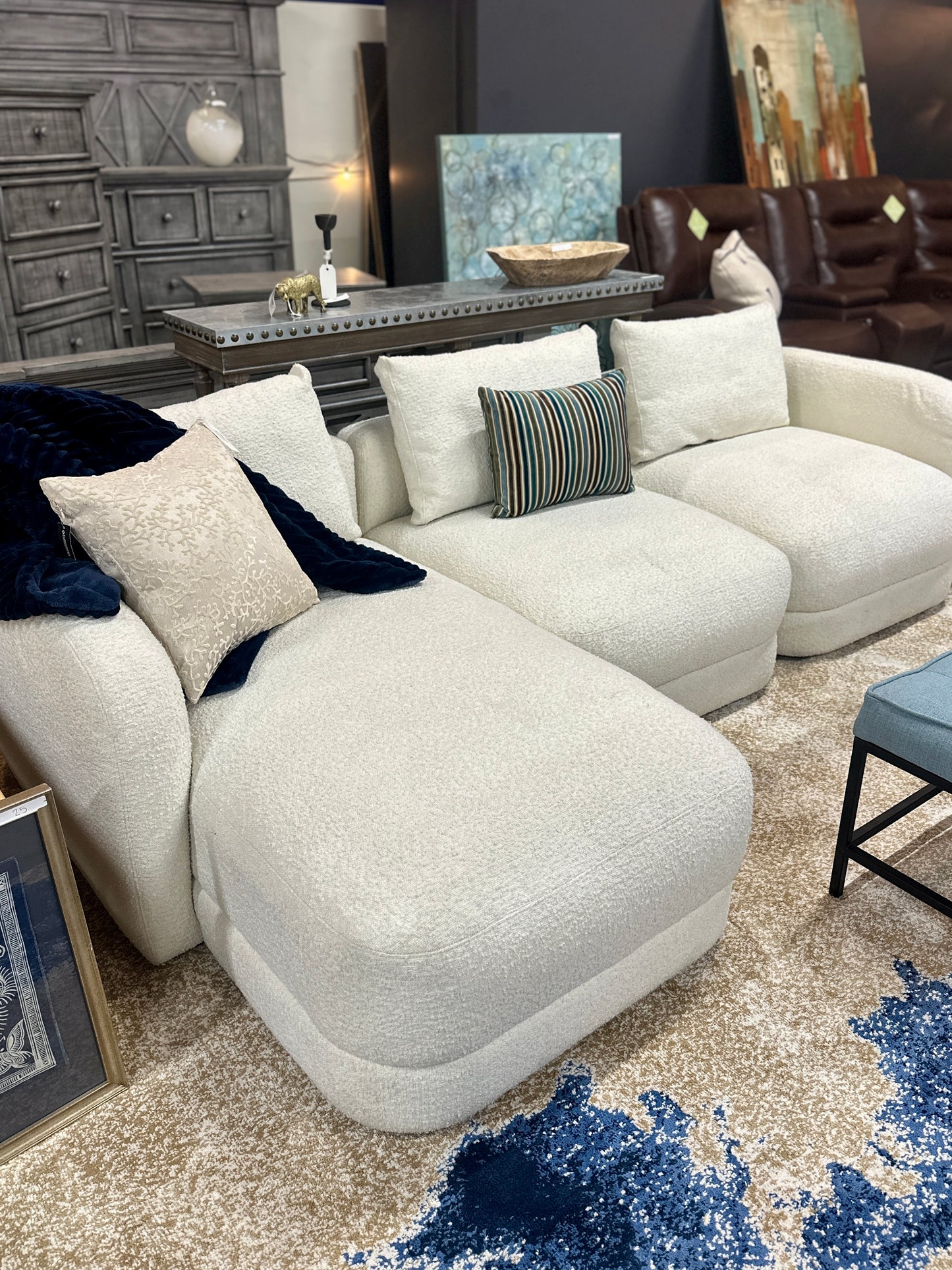 Boucle 3pc Sectional in White