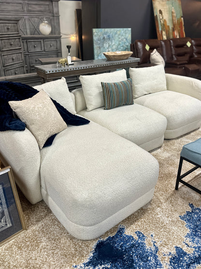 Boucle 3pc Sectional in White