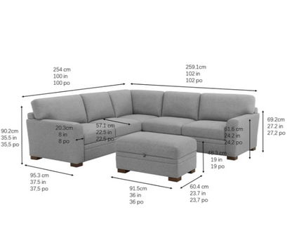 Thomasville Langdon L-Shape Sectional with Storage Ottoman