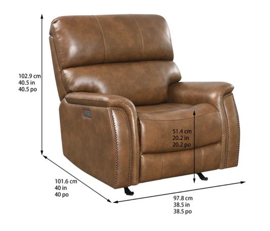 Barcalounger Presley Leather Power Rocker Recliner with Power Headrest