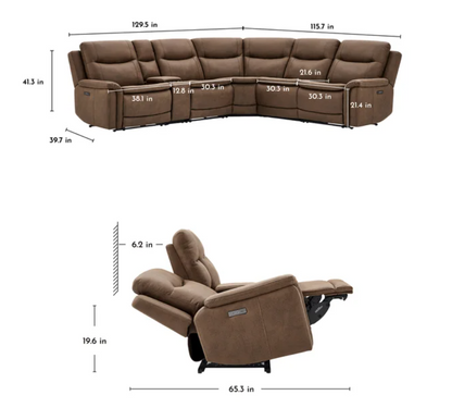 Simms Fabric Power Reclining Sectional with Power Headrests