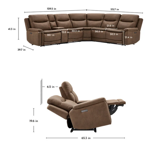 Simms Fabric Power Reclining Sectional with Power Headrests