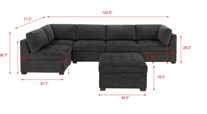 Thomasville Tisdale Modular Sectional 6-Piece with Storage Ottoman