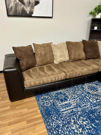 Two-Tone Black Brown Sectional Couch