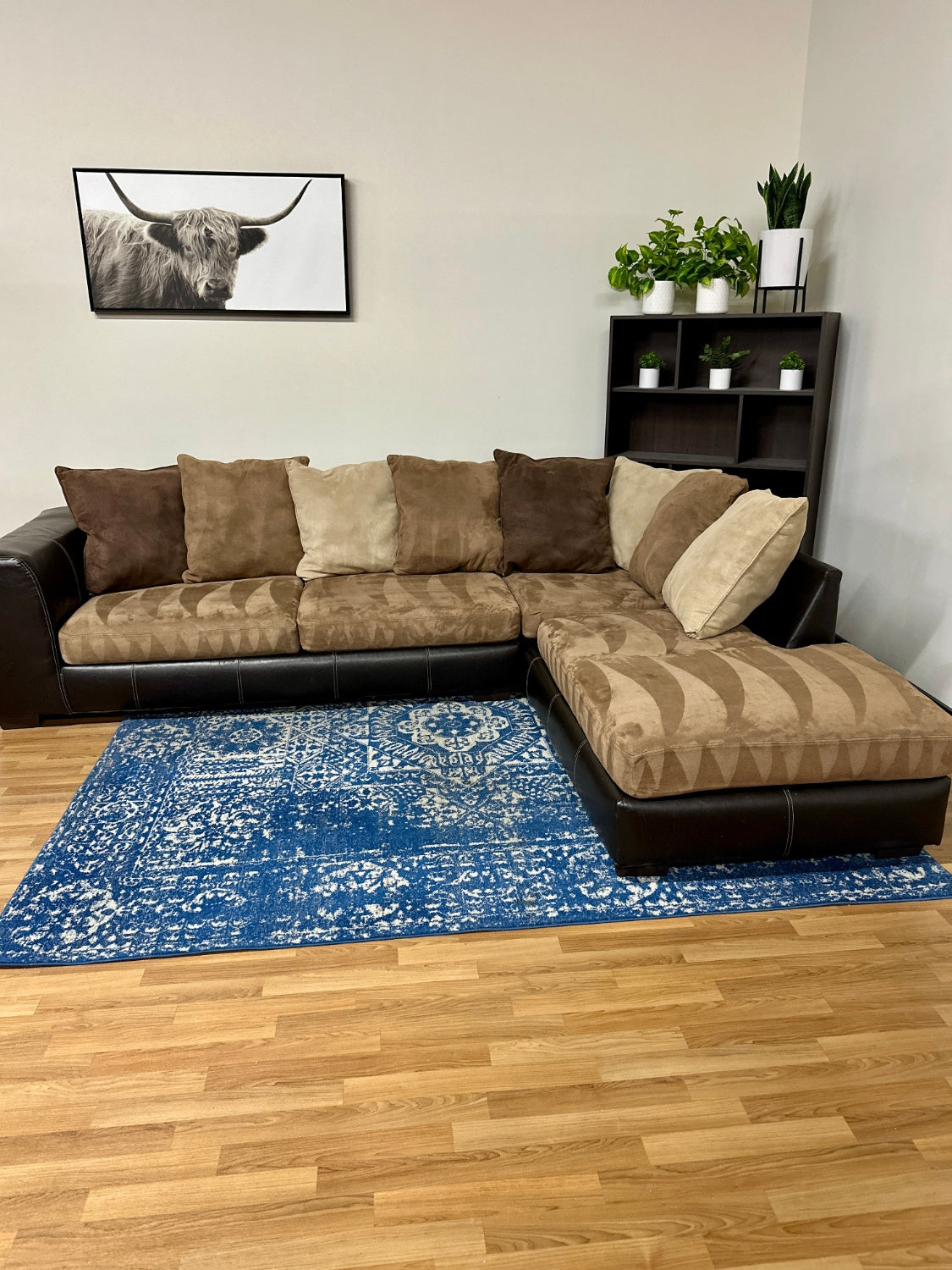 Two-Tone Black Brown Sectional Couch