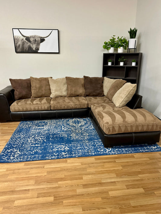 Two-Tone Black Brown Sectional Couch