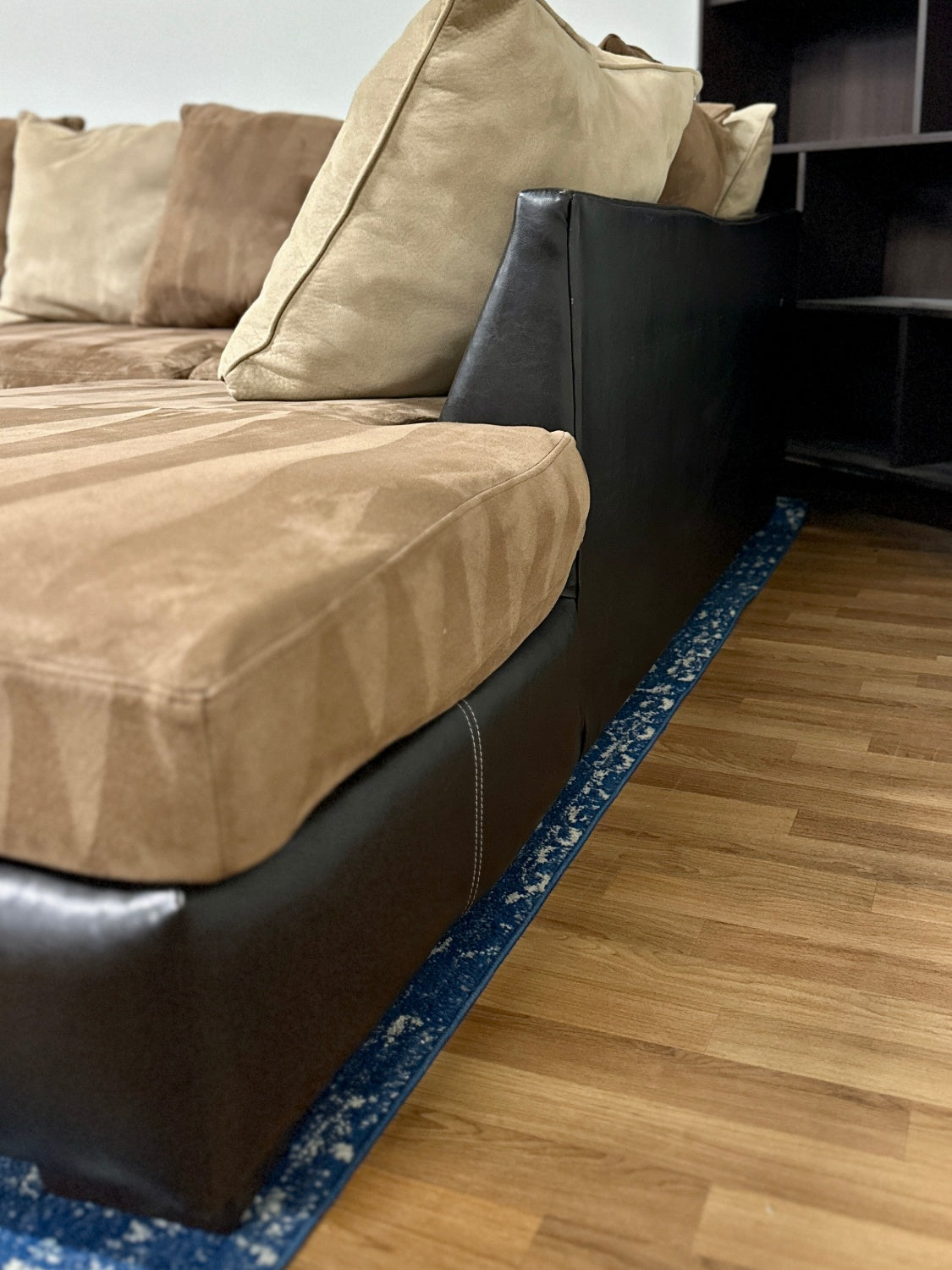 Two-Tone Black Brown Sectional Couch