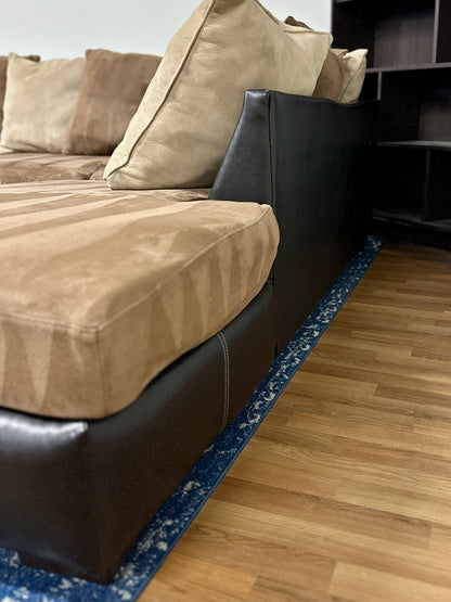 Two-Tone Black Brown Sectional Couch