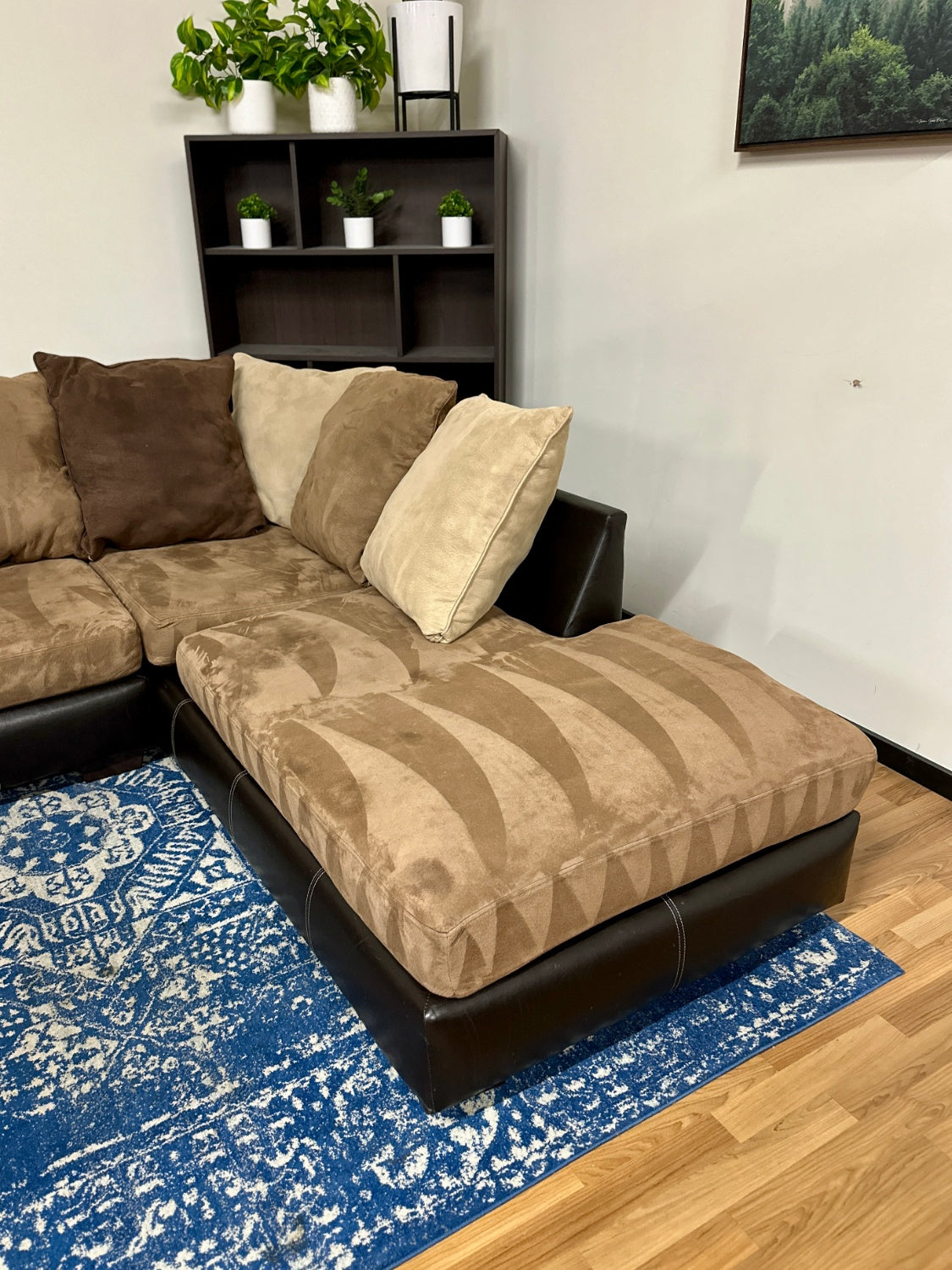 Two-Tone Black Brown Sectional Couch
