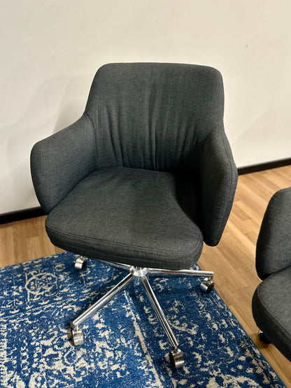 5 Grey Fabric Rolling Chairs