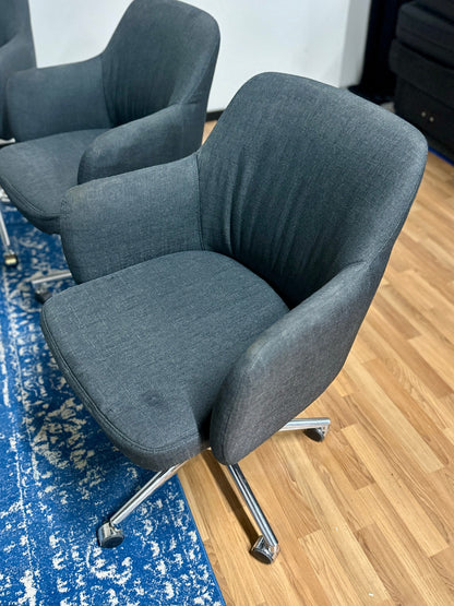 5 Grey Fabric Rolling Chairs