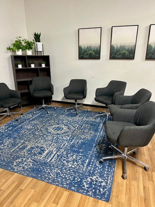 5 Grey Fabric Rolling Chairs