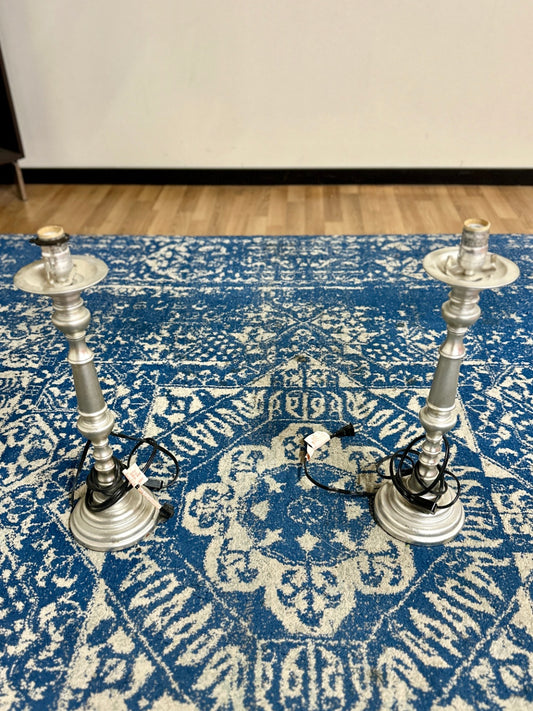 (2) Silver Lamp Base